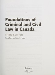 Front cover of Foundations of criminal and civil law in Canada by Nora Rock
