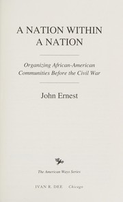 Cover of A nation within a nation by John Ernest