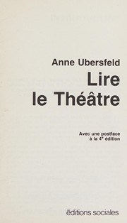 Cover of Lire le théâtre by Anne Ubersfeld