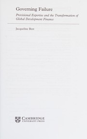 Cover of Governing Failure by Jacqueline Best