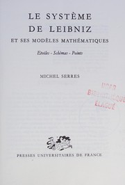 Front cover of Le système de Leibniz et ses modèles mathématiques by Michel Serres