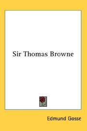 Front cover of Sir Thomas Browne by Edmund Gosse