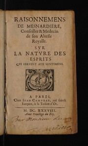 Front cover of Raisonnemens ... sur la nature des esprits qui servent aux sentimens by Hippolyte Jules Pilet de La Mesnardière