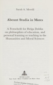 Front cover of Abeunt Studia in Mores by Sarah A. Merrill
