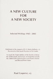 Front cover of A new culture for a new society by Paul Caspersz