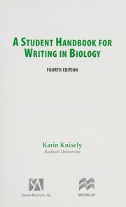 Front cover of A student handbook for writing in biology by Karin Knisely