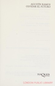 Front cover of Olvidar el futuro by Agustín Ramos
