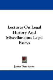 Front cover of Lectures on legal history and miscellaneous legal essays by James Barr Ames