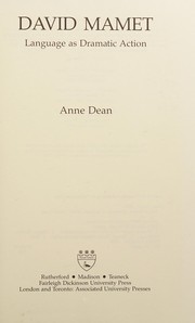 Front cover of David Mamet by Anne Dean