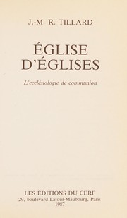 Front cover of Eglise d'églises by J.-M.-R Tillard