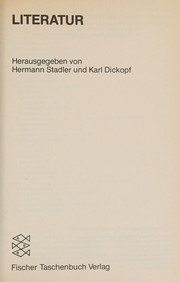 Cover of Literatur by Hermann Stadler