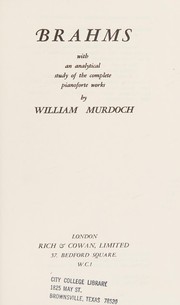 Cover of Brahms by William Murdoch