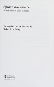 Cover of Sport Governance by Ian O'Boyle