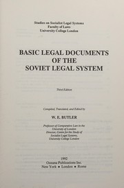 Front cover of Basic legal documents of the Soviet legal system by William Elliott Butler