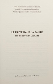 Front cover of Le privé dans la santé by François Beland