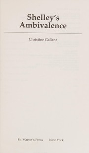 Front cover of Shelley's ambivalence by Christine Gallant