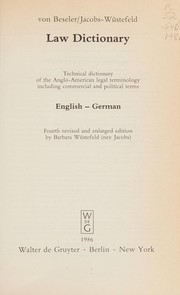 Cover of Law dictionary by Dora von Beseler