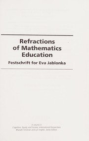 Front cover of Refractions of mathematics education by Jablonka, Eva (Mathematics professor)
