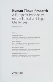 Cover of Human tissue research by Christian Lenk