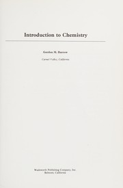 Front cover of Introduction to chemistry by Gordon M. Barrow