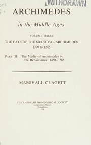 Front cover of Archimedes in the Middle Ages by Marshall Clagett