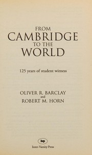 Front cover of From Cambridge to the world by Oliver R. Barclay