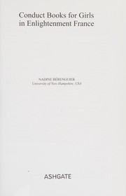 Front cover of Conduct books for girls in enlightenment France by Nadine Berenguier