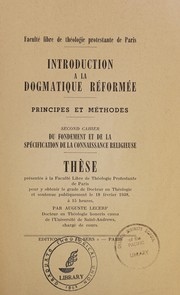 Cover of Introduction à la dogmatique réformée by Auguste Lecerf