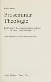 Cover of Proseminar theologie by Albert Raffelt