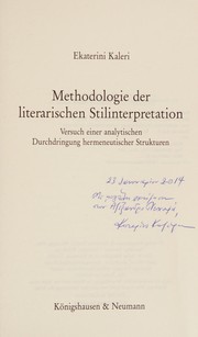 Front cover of Methodologie der literarischen Stilinterpretation by Ekaterini Kaleri