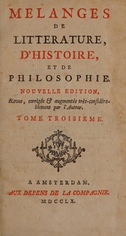 Front cover of Melanges de litterature, d'histoire, et de philosophie by Jean Le Rond d' Alembert