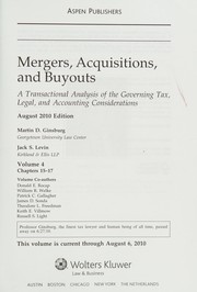 Front cover of Mergers, acquisitions, and buyouts by Martin D. Ginsburg