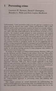 Front cover of Evidence-based crime prevention by Lawrence W. Sherman