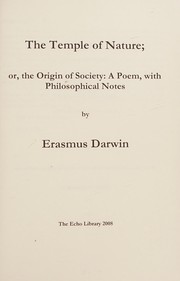 Front cover of The temple of nature by Erasmus Darwin