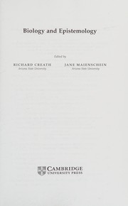 Front cover of Biology and epistemology by Richard Creath