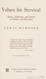 Cover of Values for Survival by Lewis Mumford