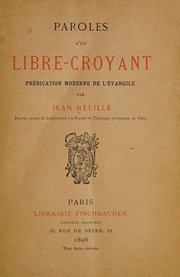 Front cover of Paroles d'un libre-croyant by Jean Réville