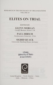 Cover of Elites on Trial by Glenn Morgan