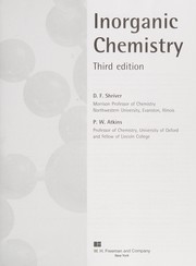 Cover of Inorganic chemistry by D. F. Shriver