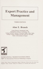 Cover of Export practice and management by Branch, Alan E.
