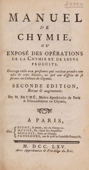 Front cover of Manuel de chymie, ou exposé des opérations et des produits d'un cours de chymie by Antoine Baumé
