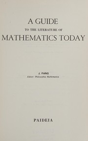 Front cover of A guide to the literature of mathematics today by Joong Fang