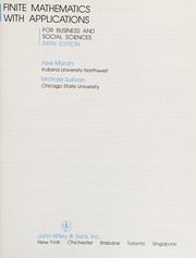 Front cover of Finite mathematics with applications for business and social sciences by Abe Mizrahi