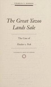Cover of Great Yazoo Lands Sale by Charles F. Hobson