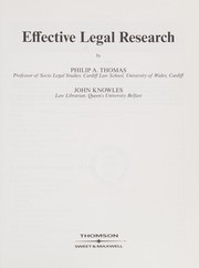Front cover of Effective legal research by P.A. Thomas