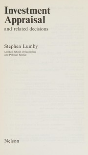 Cover of Investment appraisal by Stephen Lumby