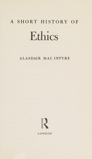 Front cover of A short history of ethics by Alasdair C. MacIntyre