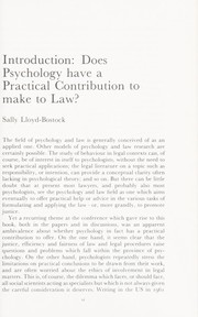 Cover of Psychology in legal contexts by Sally M. Lloyd-Bostock