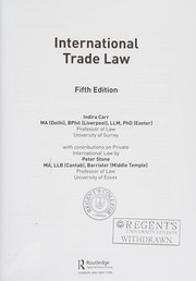 Front cover of International trade law by Indira Carr