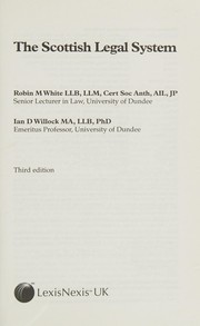 Front cover of The Scottish legal system by Robin White